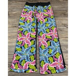 Nilla Shields Pants Floral Print Cotton Psychedelic Hippie Boho 70's Vibe ~LARGE